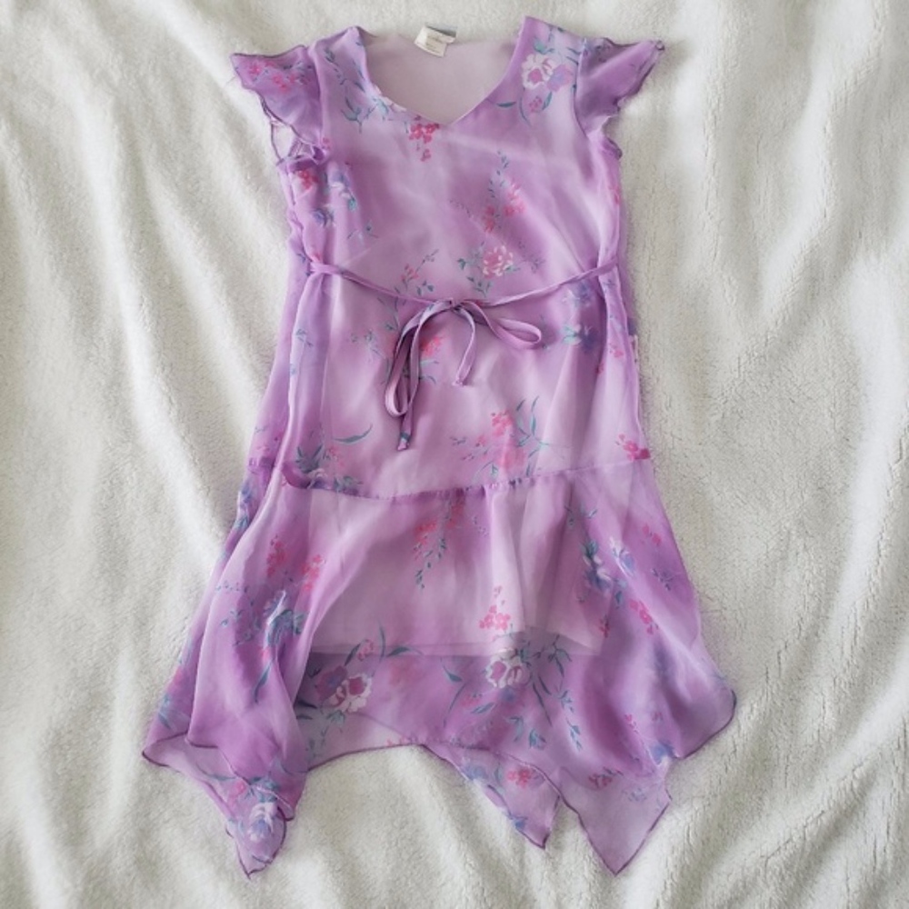 Simply Basic Purple Floral Tunic Summer Dress sz 8